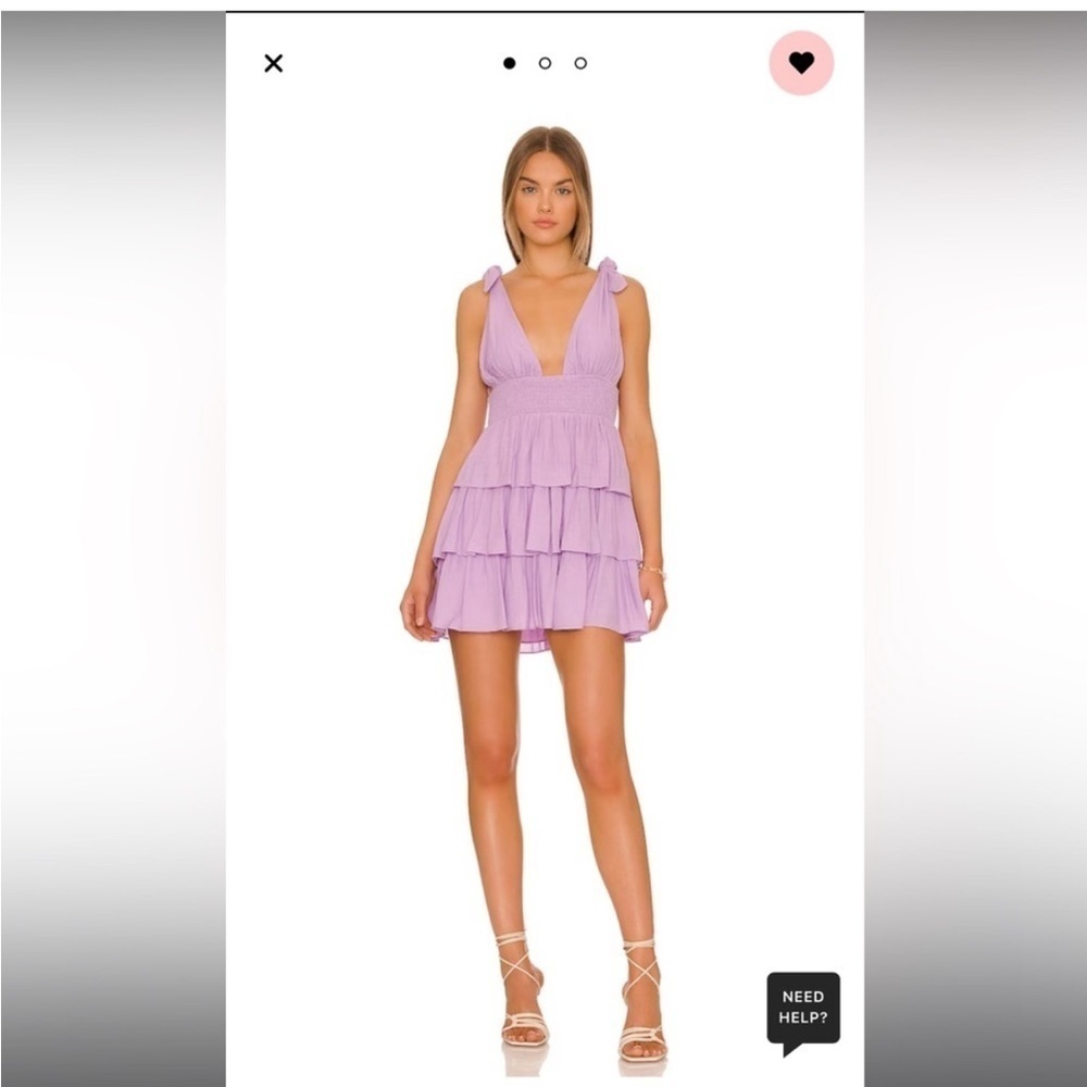 Lovers and Friends Brielle Mini Dress Purple Tie Shoulder Tiered Ruffles